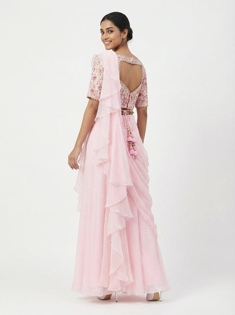 Baby Pink Chiffon Lehenga