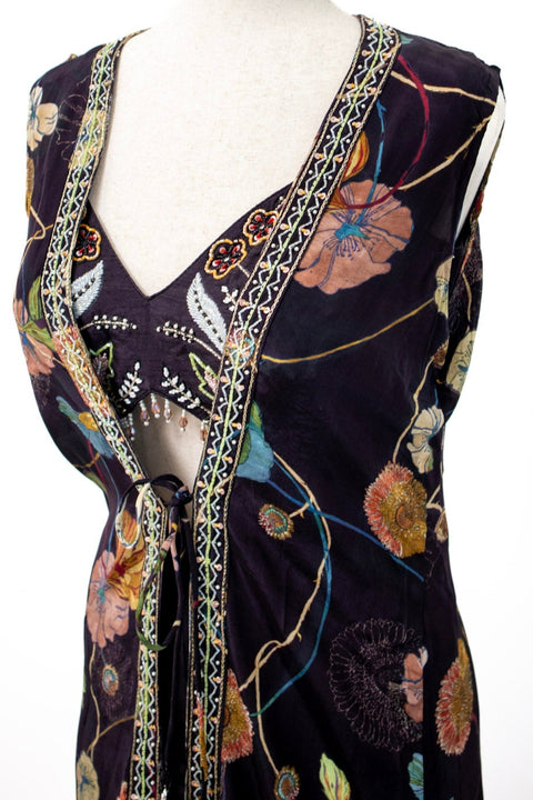 Purple dress with floral Indo western