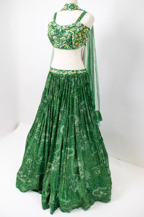 Green embroidered Lehenga