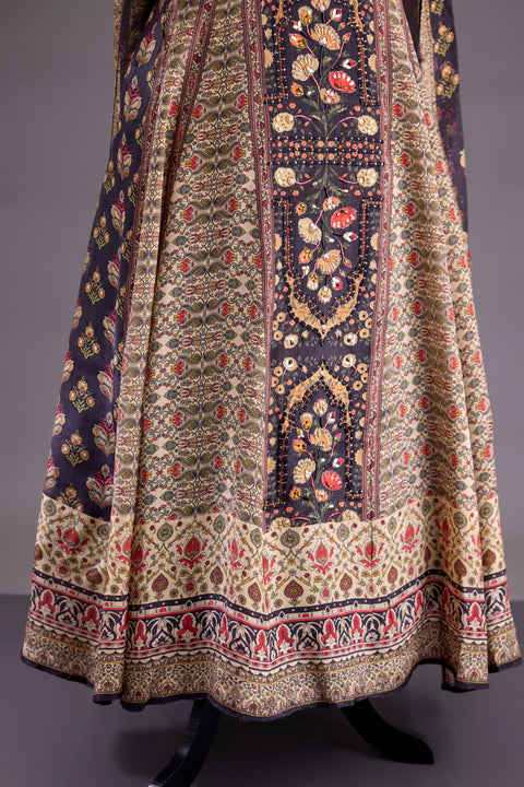 Black Crepe Anarkali Set