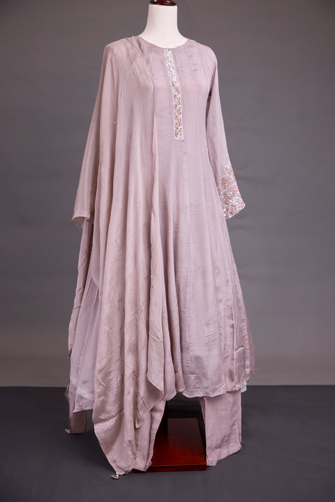 Mauve Chinnon Anarkali Set