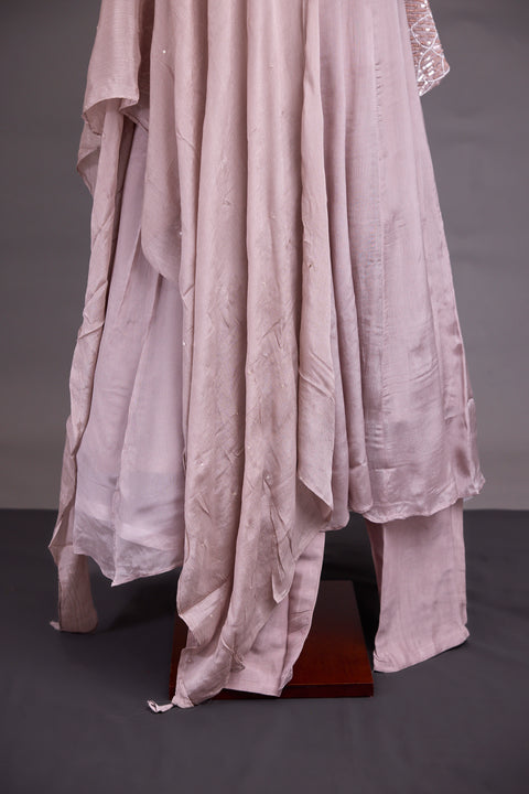 Mauve Chinnon Anarkali Set