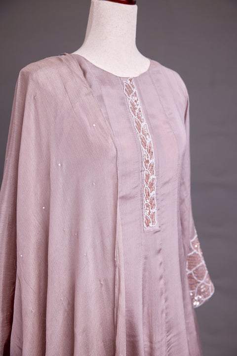 Mauve Chinnon Anarkali Set