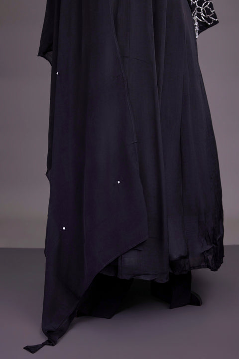 Black Chinnon Anarkali Set