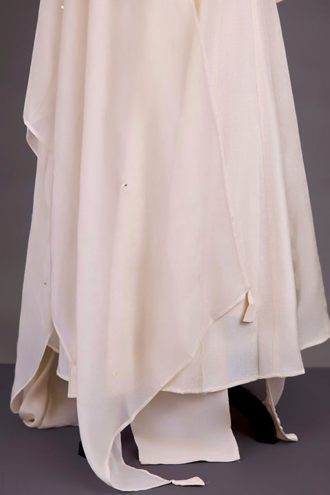 Cream Chanderi Anarkali Set