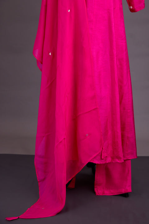 Rani Pink Chanderi Anarkali Set