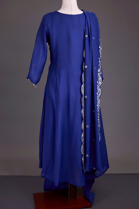 Royal Blue Chanderi Anarkali Set