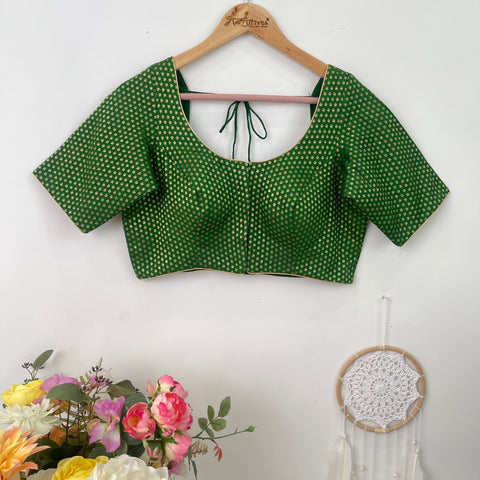Green Brocade Readymade Blouse