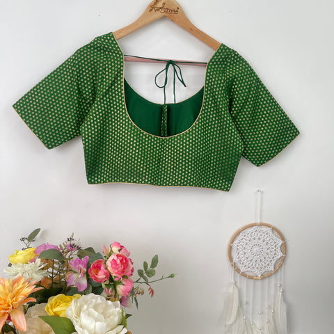Green Brocade Readymade Blouse