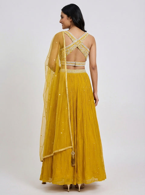 Yellow and White Lehenga