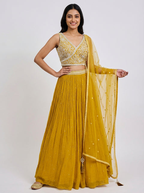 Yellow and White Lehenga