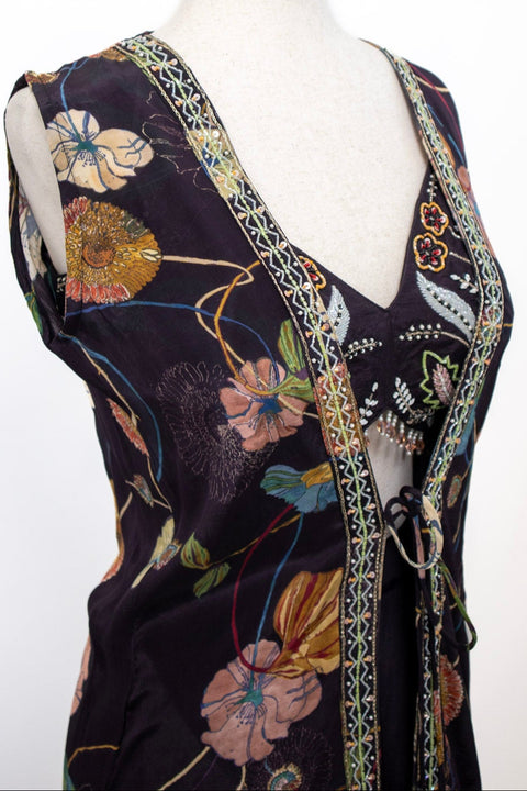 Purple dress with floral Indo western