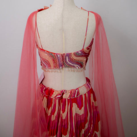 pink and red lehenga