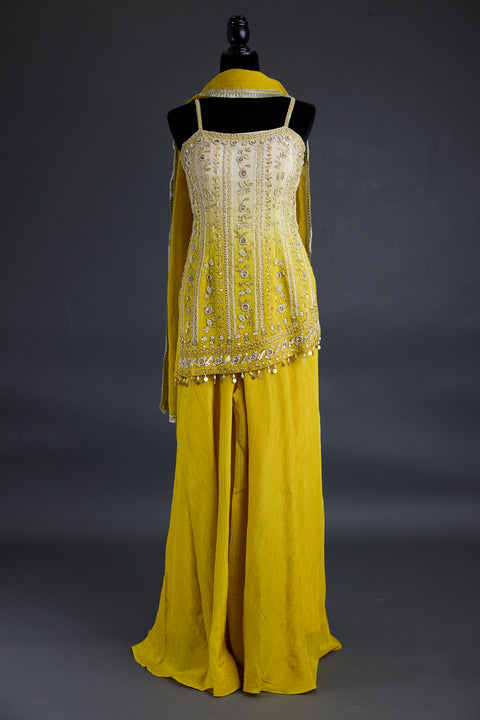 Yellow and Cream Sharara
