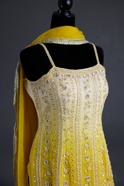Yellow and Cream Sharara