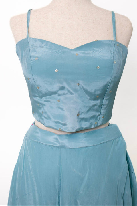 Blue Indo Western with floral top