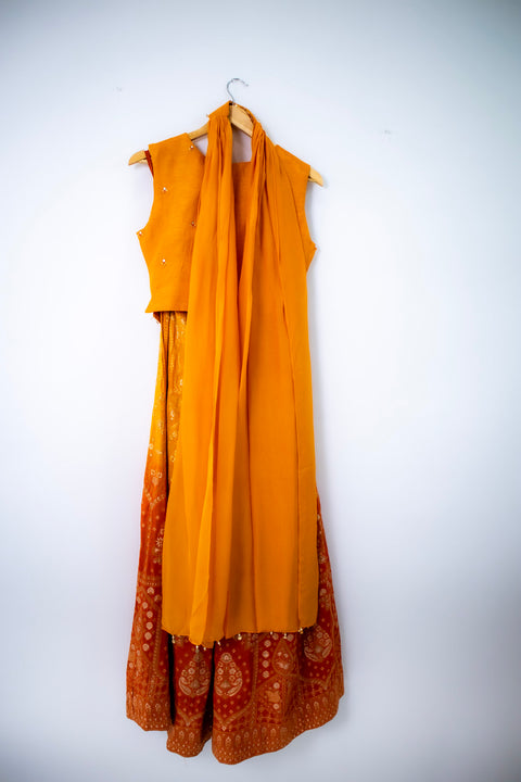 Mustard yellow embroidered Indo Western