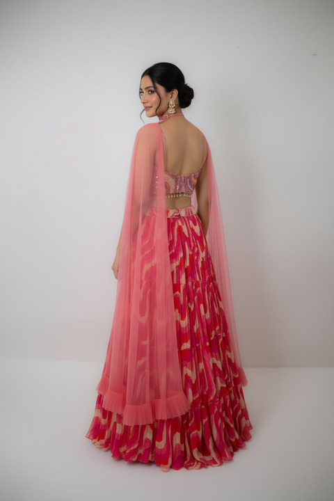 Pink and Red Cocktail Lehenga | Reception Look