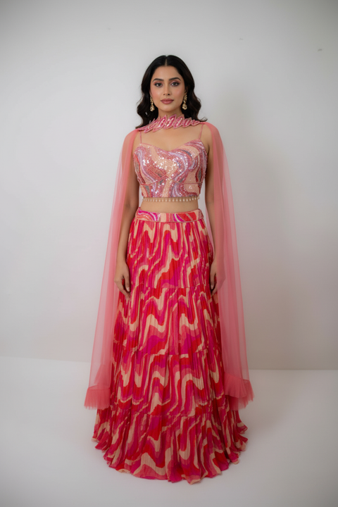 Pink and Red Cocktail Lehenga | Reception Look