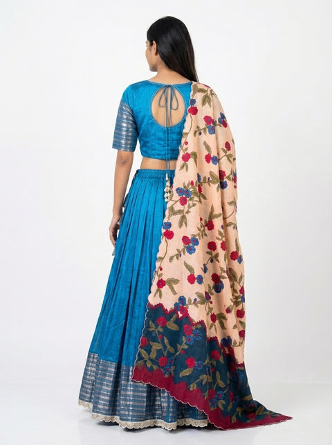 Blue Mangalagiri Half Saree