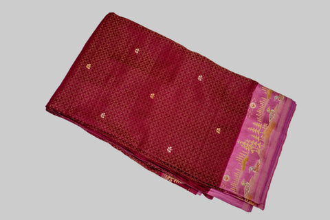 Maroon Mashru Saree With blouse