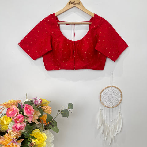 Red Blouse with Gold Butis