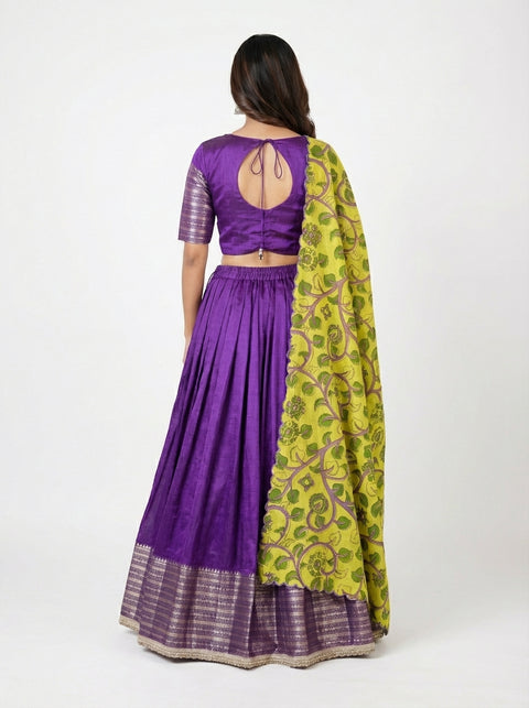 Purple Mangalagiri Half Saree