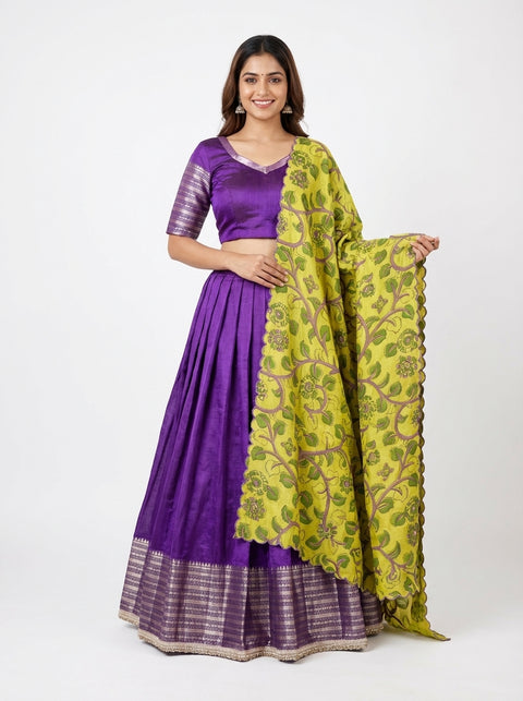 Purple Mangalagiri Half Saree