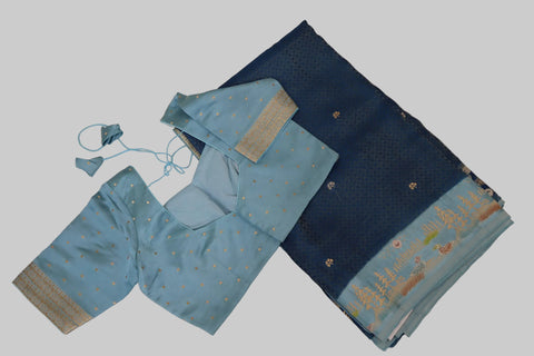 Blue Mashru Saree With blouse