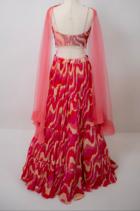 pink and red lehenga