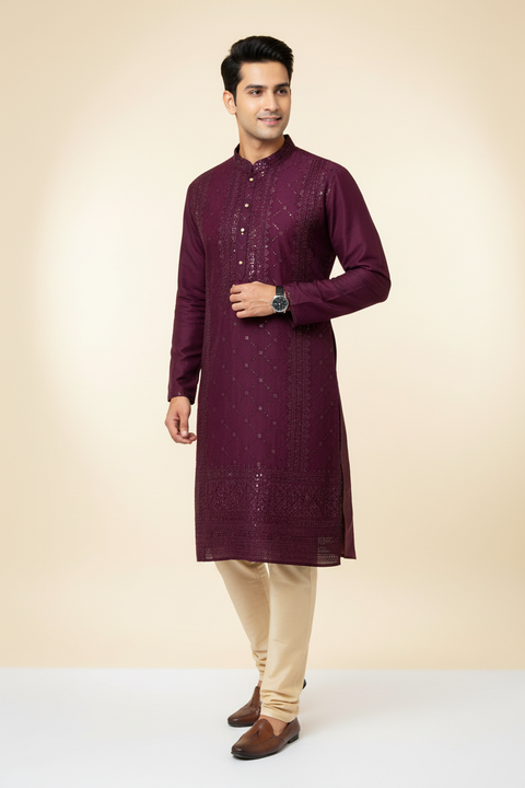 Wine Kurta set