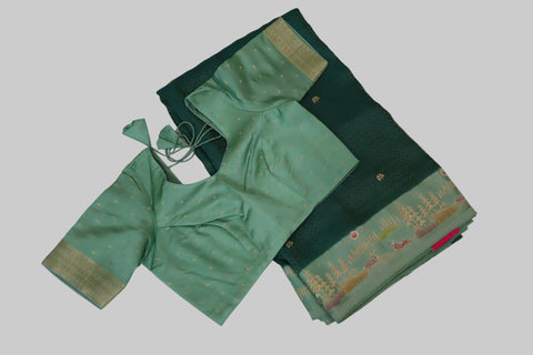 Green Mashru Saree With blouse