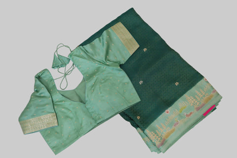 Green Mashru Saree With blouse