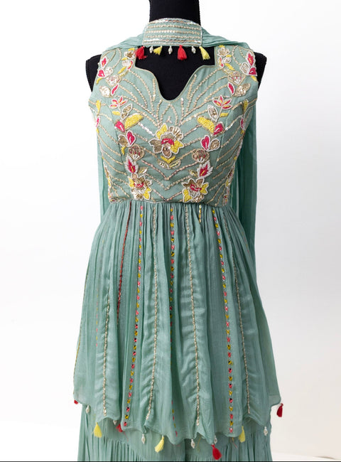 Blue and Yellow Sharara