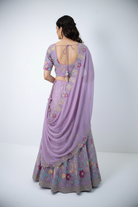 Lavender floral Lehenga