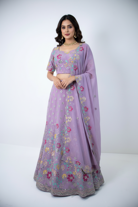 Lavender floral Lehenga