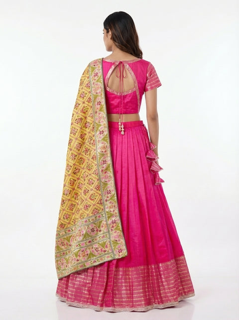 Rani Pink Mangalagiri Half Saree