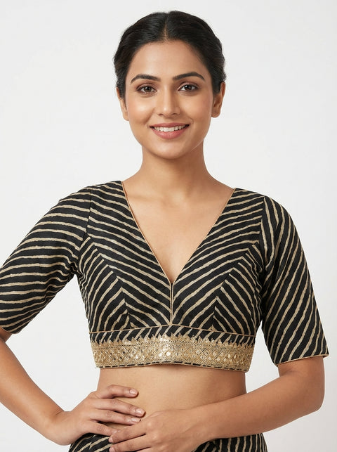 Black and Cream Readymade Blouse