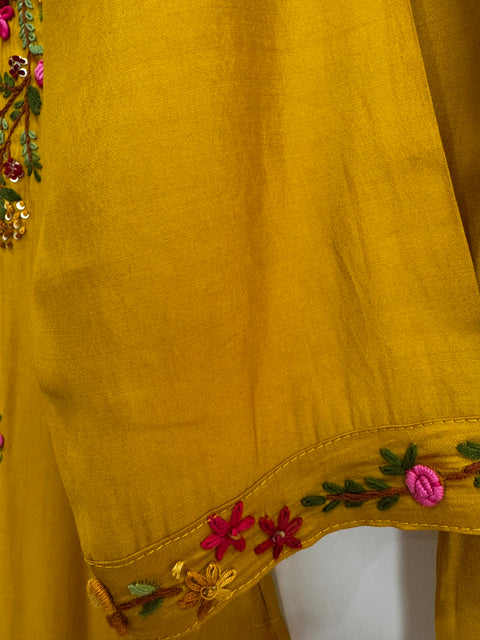 Mustard Kurta, Pants and Dupatta Set