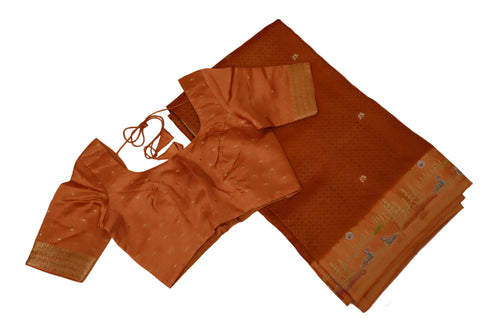 Brown Mashru Saree With blouse