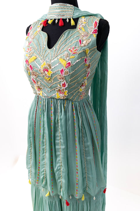 Blue and Yellow Sharara