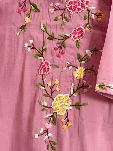Baby Pink Kurta, Pants and Dupatta Set