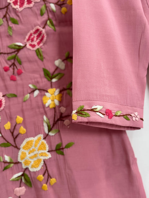 Baby Pink Kurta, Pants and Dupatta Set