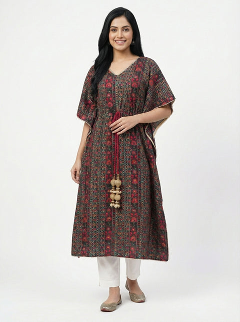 Navy Blue Kaftan Straight Kurti