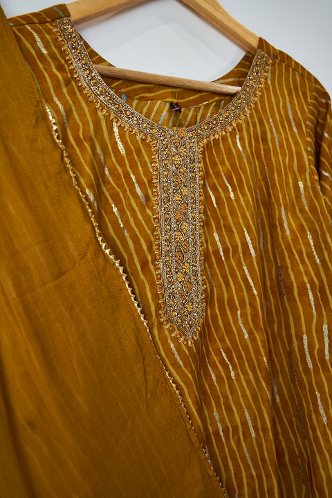 Mustard Kurta, Pants and Dupatta set