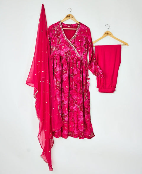 Pink Kurta, Pants and Dupatta set