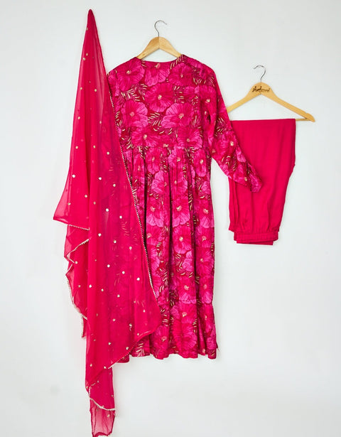 Pink Kurta, Pants and Dupatta set