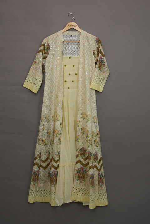 White Kurta, Pants and Dupatta set in Cotton