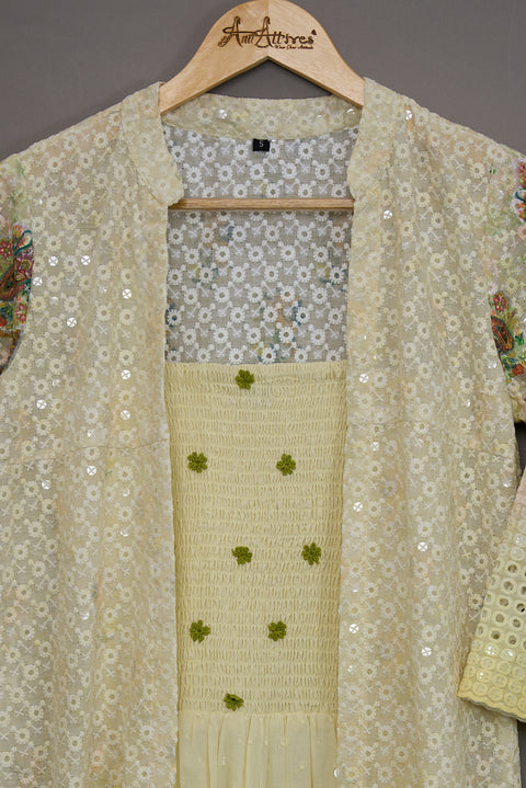 White Kurta, Pants and Dupatta set in Cotton