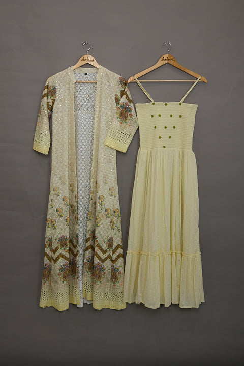White Kurta, Pants and Dupatta set in Cotton